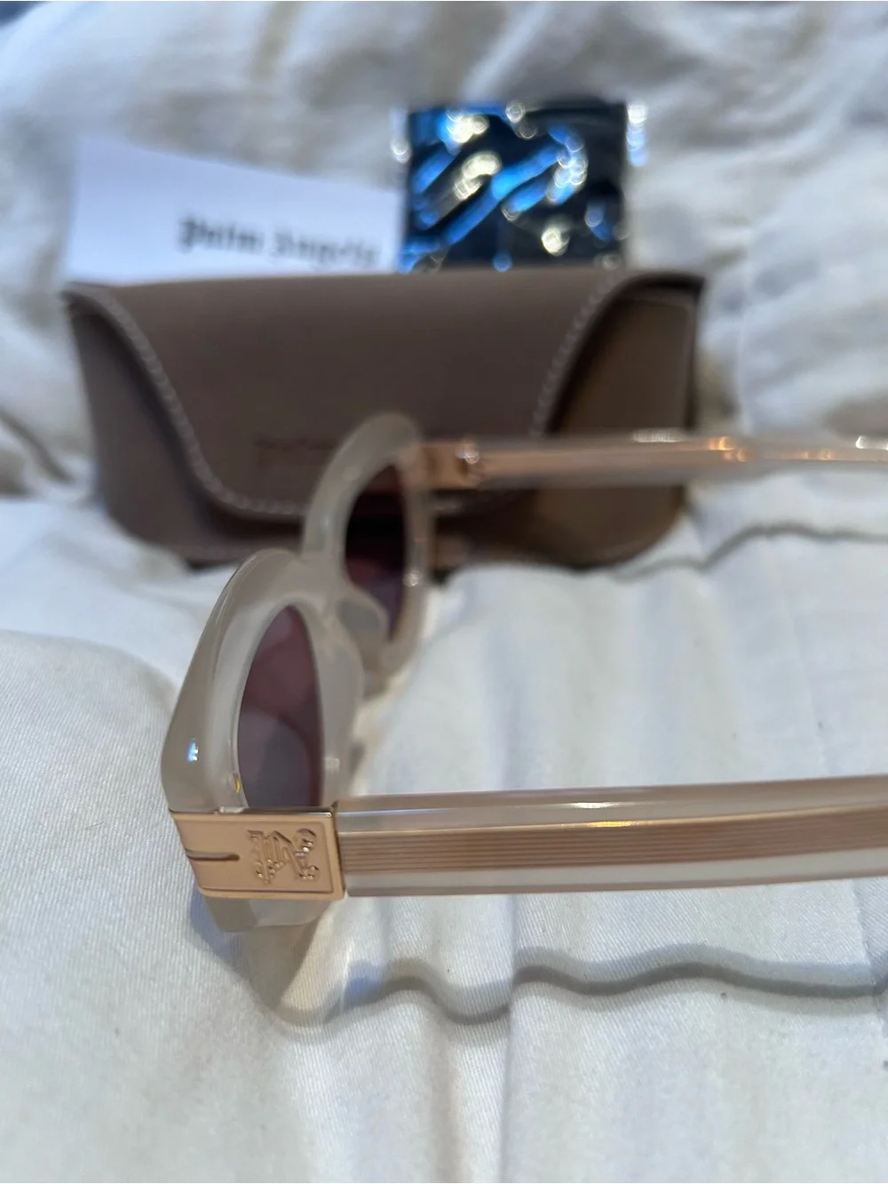 Palm Angels Women's PERI10F 6164 Crystal Gold Sunglasses with Rose Lenses